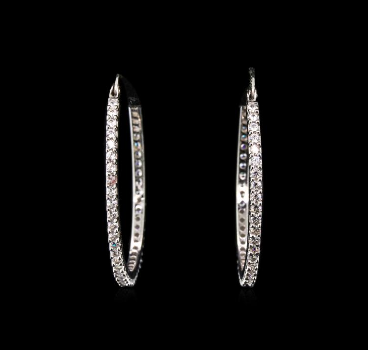 2.00ctw Diamond Hoop Earrings - 14KT White Gold
