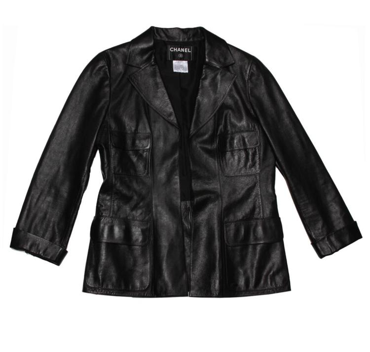Ladies Chanel Black Leather Jacket