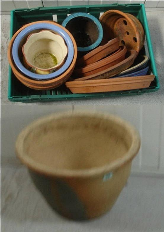 Circular Glazed Pottery Garden Planter, terracotta