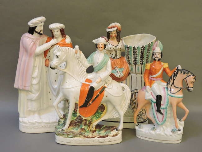 Four Victorian Staffordshire figures