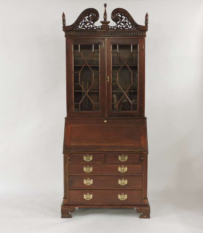 A Georgian style mahogany bureau bookcase