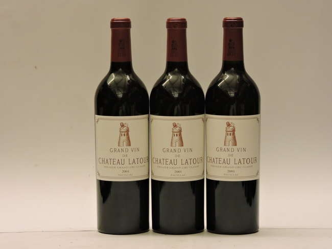 Château Latour, Pauillac 1st growth, 2001, three bottles