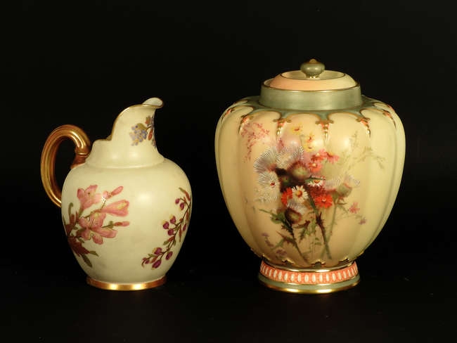 A Royal Worcester blush ivory lidded vase