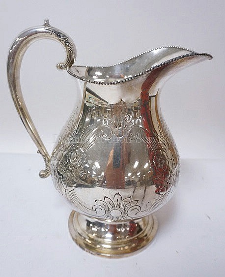 HAND CHASED SILVER PLATED PITCHER