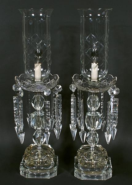 PAIR CRYSTAL TABLE LAMPS. Pair of crystal table