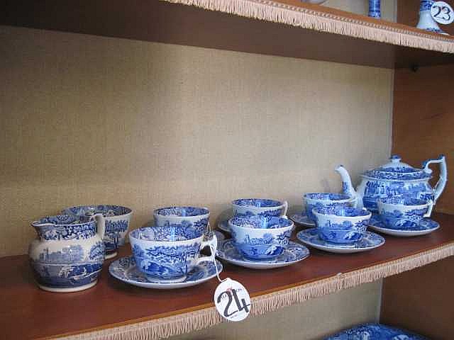 17 Piece Spode Blue Italian Tea Set