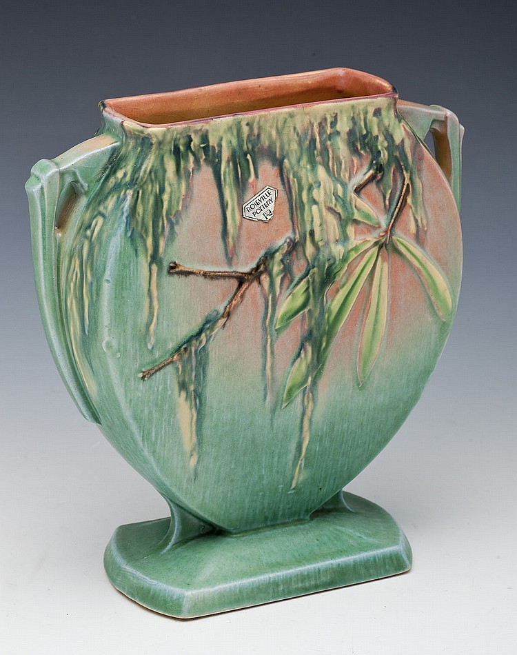 Roseville Moss Pattern Double-Handled Vase