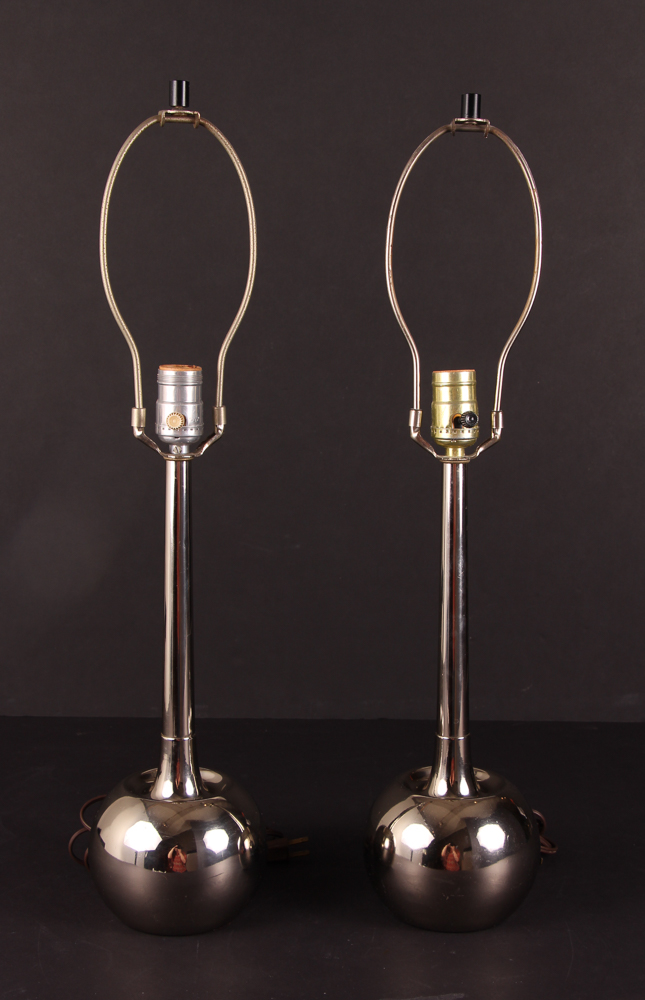 Pair of Laurel Lamp Chrome Table Lamps