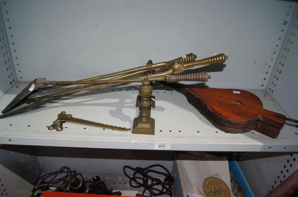 Vintage brass fire tool set