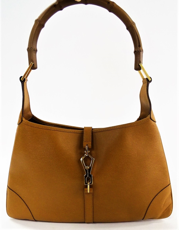 GUCCI TAN LEATHER BAMBOO HANDLE HANDBAG