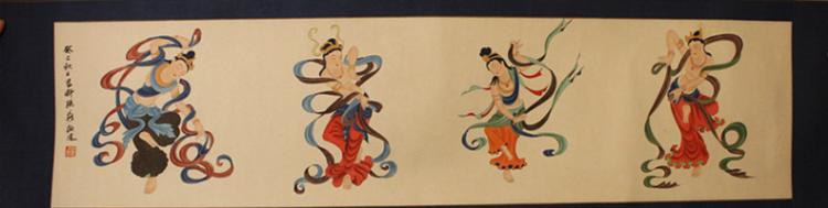 Chinese W/C Scroll Painting of Dun Huang