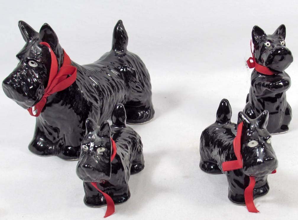 Lot of 4 ceramic scotty dog figurines