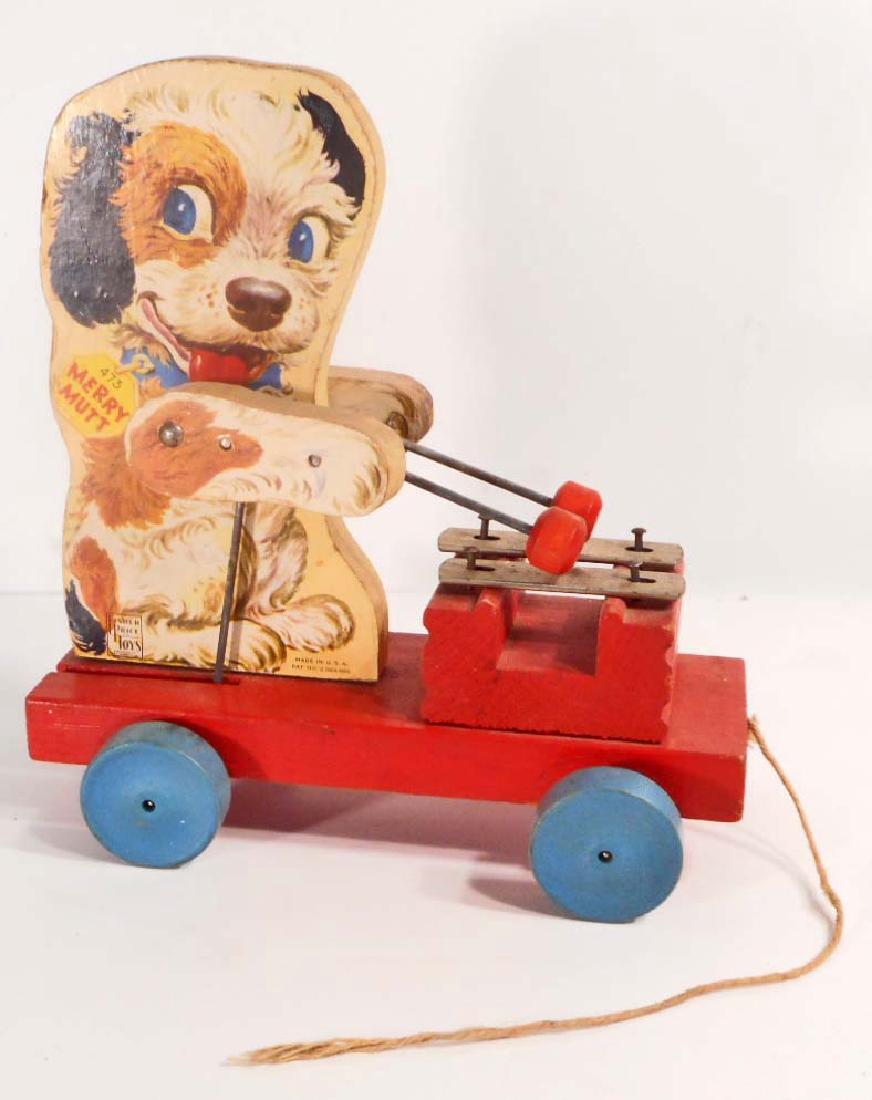 Vintage fisher price merry mutt wooden musical pull toy