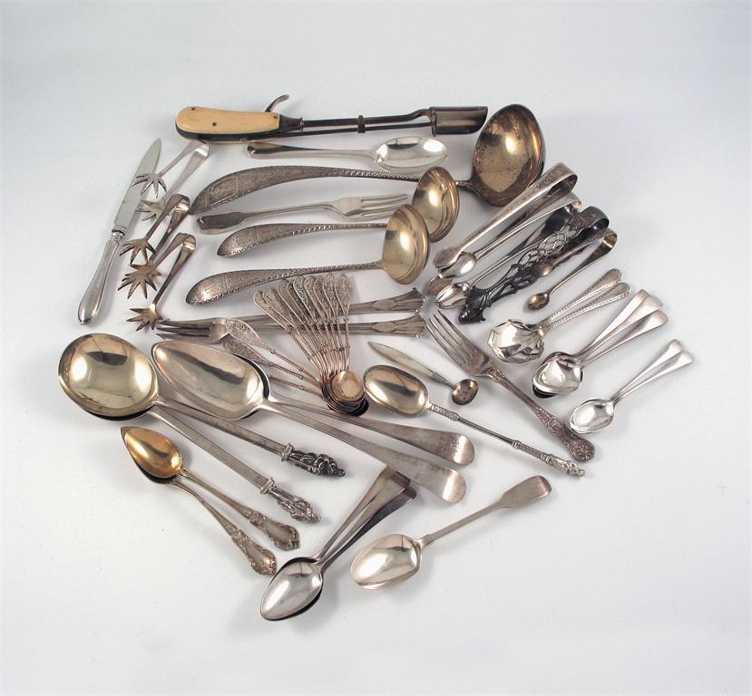 A mixed lot of flatware and cutlery