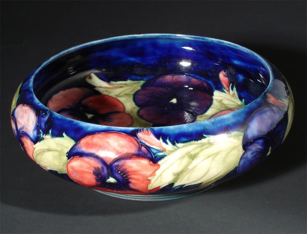 'Pansy' a Moocroft Pottery bowl designed by William Moorcroft