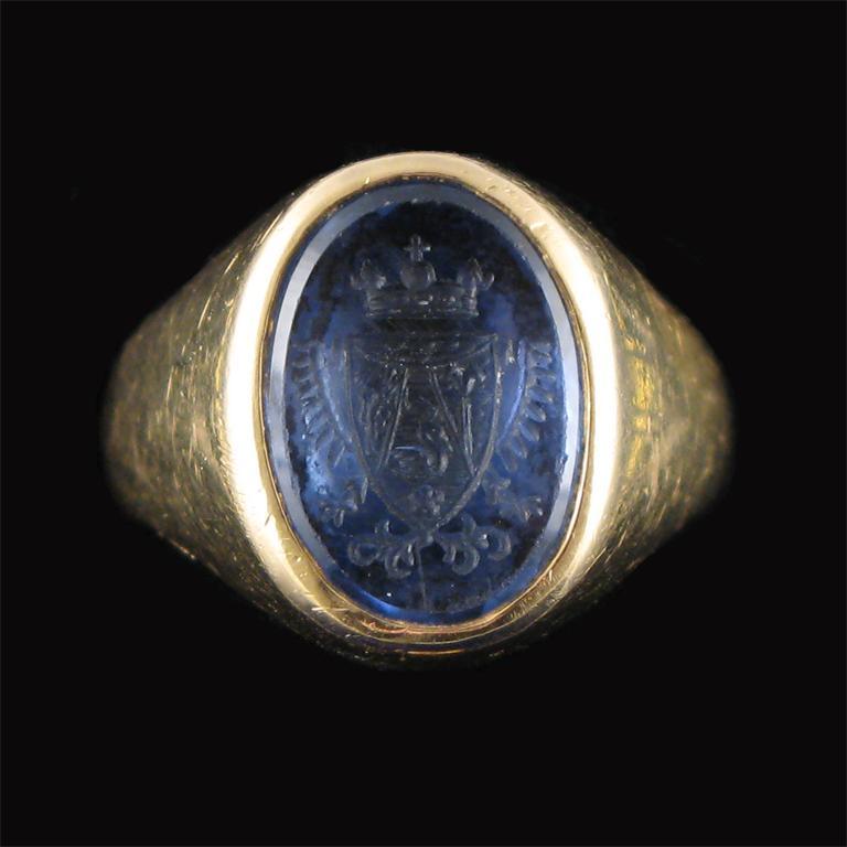 A carved sapphire signet ring by Chaumet