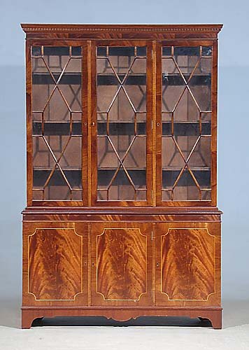 Georgian style inlaid mahogany library bookcase