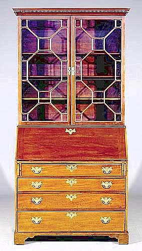 Georgian style mahogany bureau bookcase