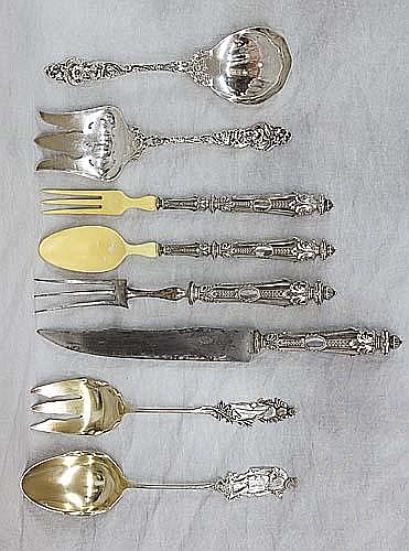 French silver carving and serving set