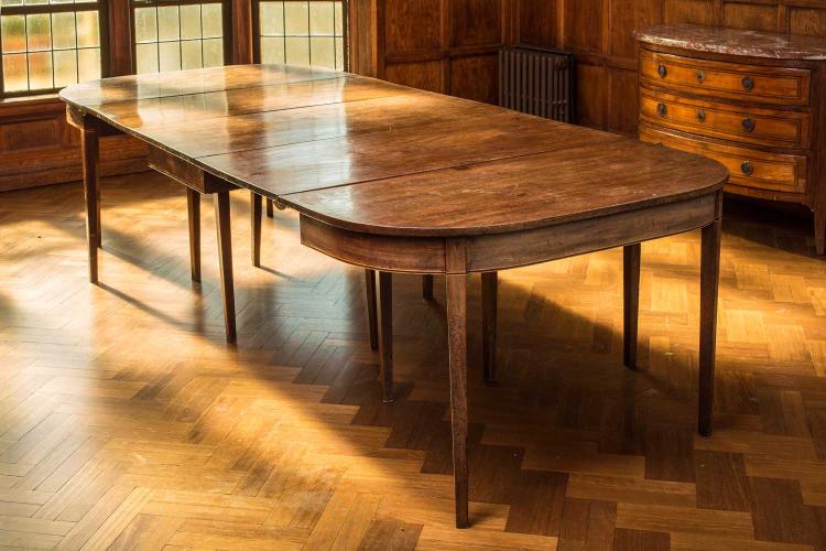 A Georgian Period mahogany double 'D' end dining table, English, circa 1800
