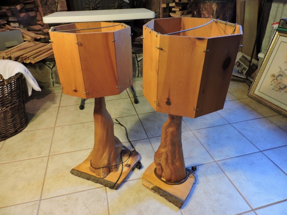 Pair of folk art lamps