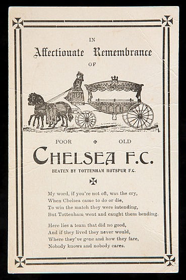Chelsea FC "memorial" postcard, IN AFFECTIONATE REMEMBRANCE OF POOR O