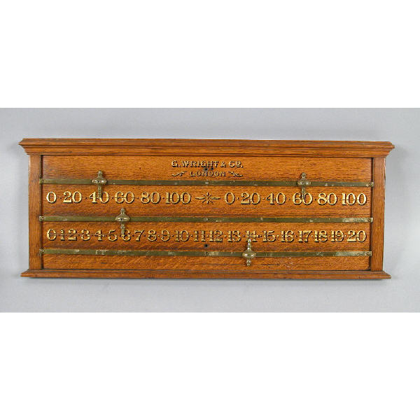 An English oak billiards scoreboard by
