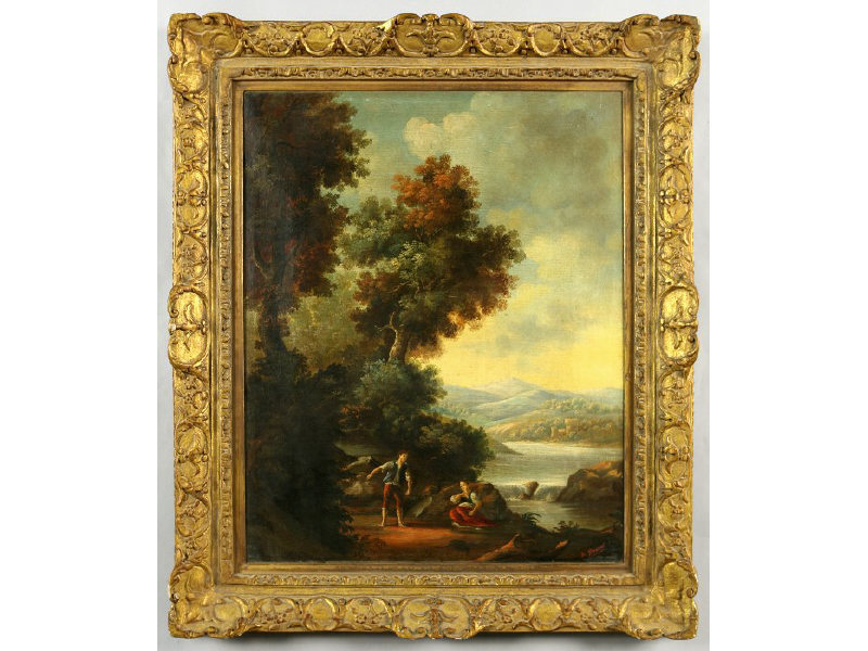 A continental oil painting on canvas bucolic