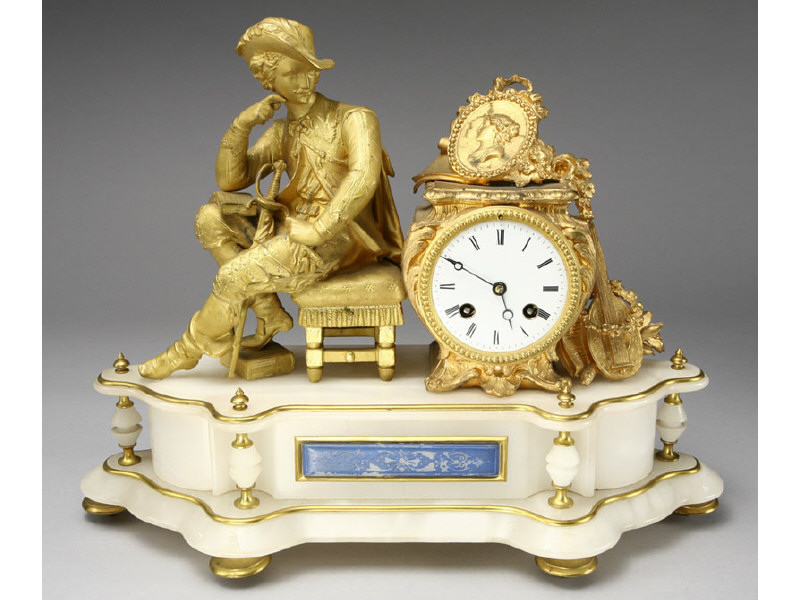 French Japy Freres figural mantle clock