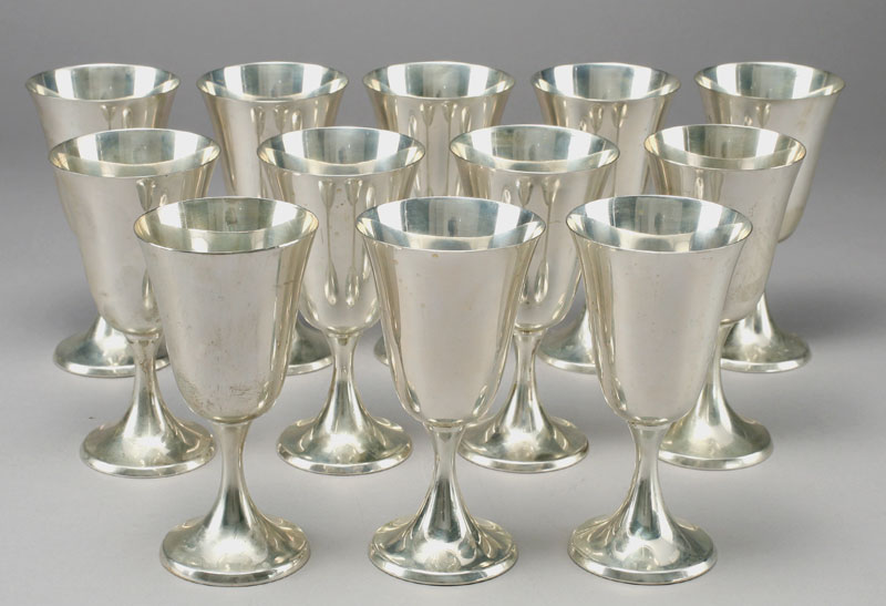 12 Pcs. Gorham sterling silver water goblets