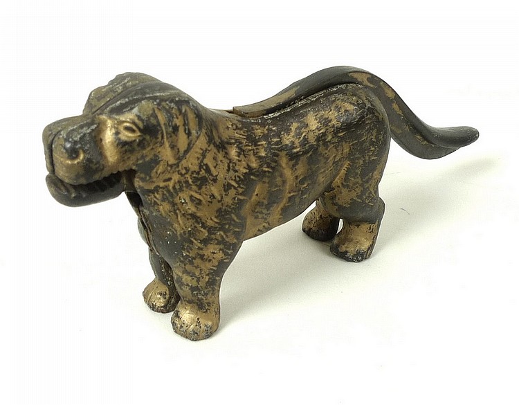 A large Victorian cast iron nut cracker in the form of a dog