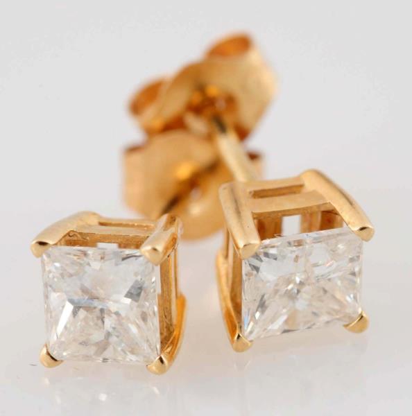 Princess Cut Diamond Stud Earrings.