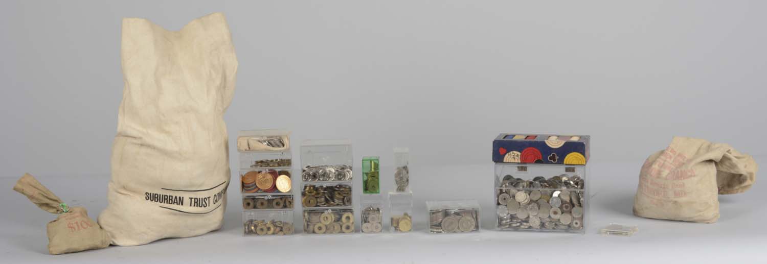 Large Assorted Lot of Tokens, Chips, and Coins