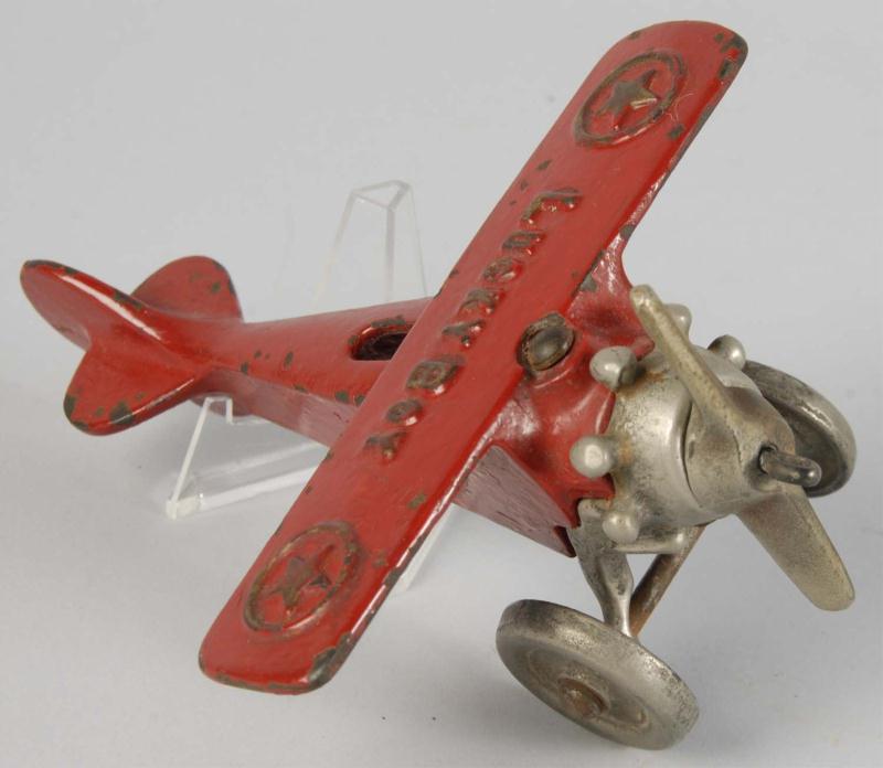 Cast Iron Hubley Lucky Boy Airplane Toy.