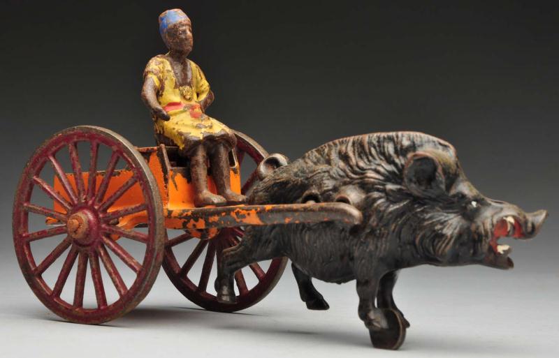 Cast Iron Kenton Wild Boar Cart Toy.