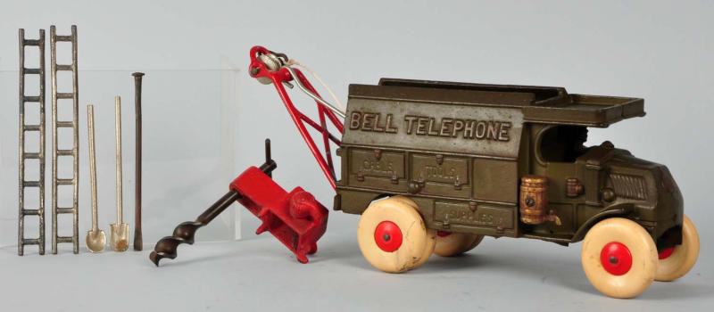 Cast Iron Hubley Bell Telephone Truck Toy.