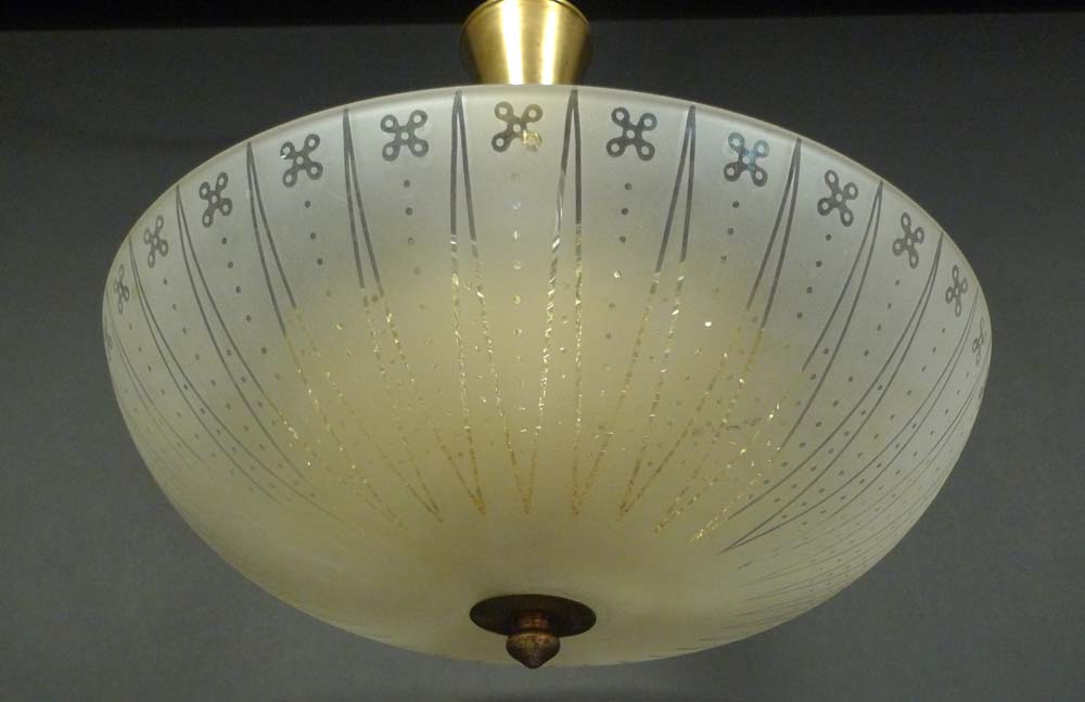 Plafondlampa, glas två kupor