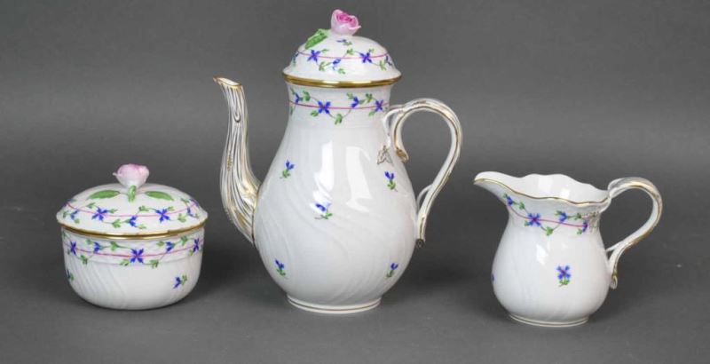 HEREND FLORAL PORCELAIN TEA SET