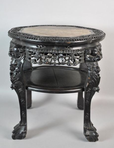CHINESE EXPORT CARVED HARDWOOD TABLE