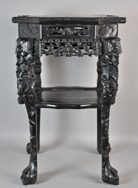 CHINESE EXPORT CARVED HARDWOOD TABLE