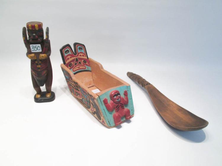 THREE NORTHWEST COAST NATIVE AMERICAN WOOD ITEMS i