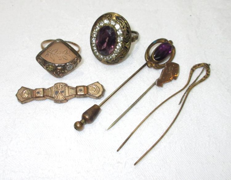 6pc Victoiran Rings, Pins, Stick Pins