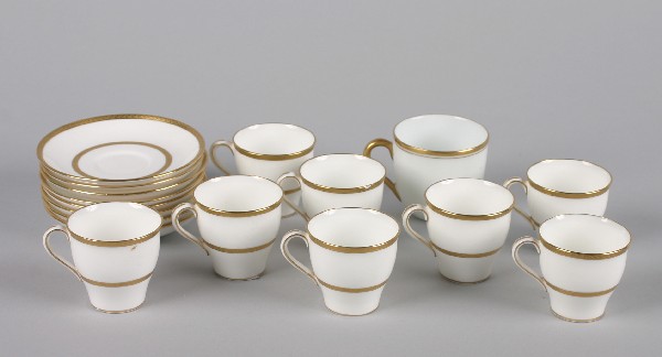 A Set of Eight Minton Porcelain Demitasse Cups and Saucers
