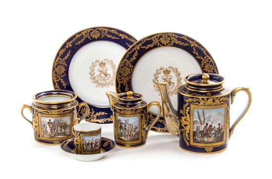 A Sevres Porcelain Five-Piece Napoleonic Coffee Service
