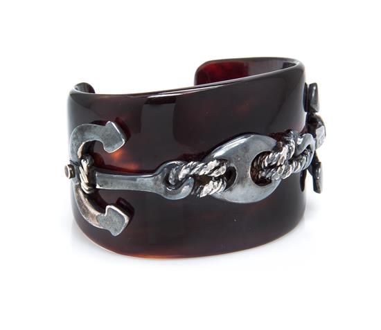 A Gucci Brown Resin Cuff Bracelet