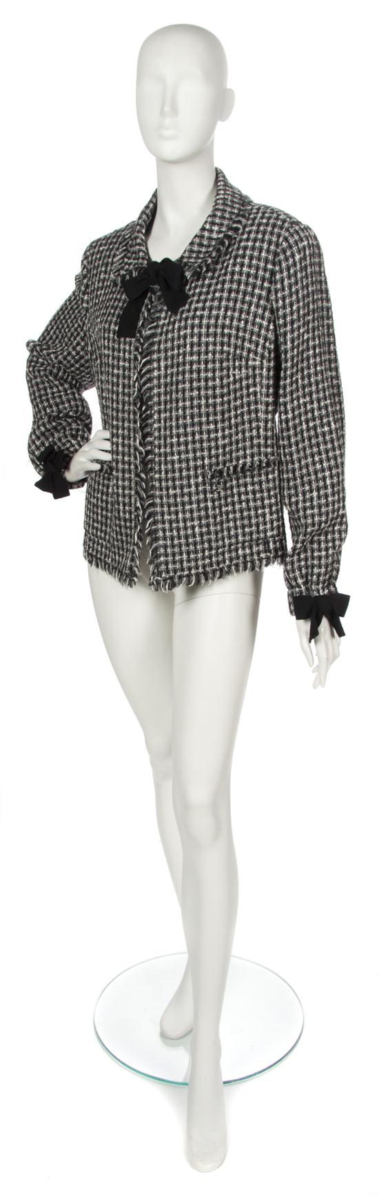 A Chanel Black and White Tweed Jacket
