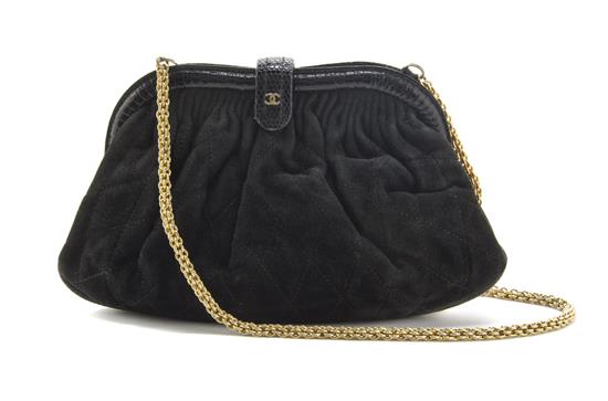 A Chanel Black Quilted Suede Bag