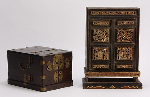 (2) Asian decorative wooden boxes