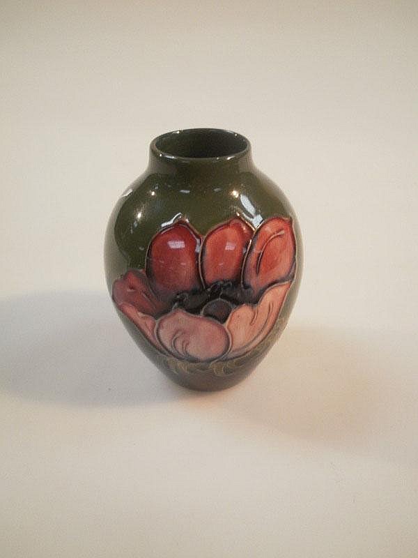 A small Moorcroft ovoid vase with anemone