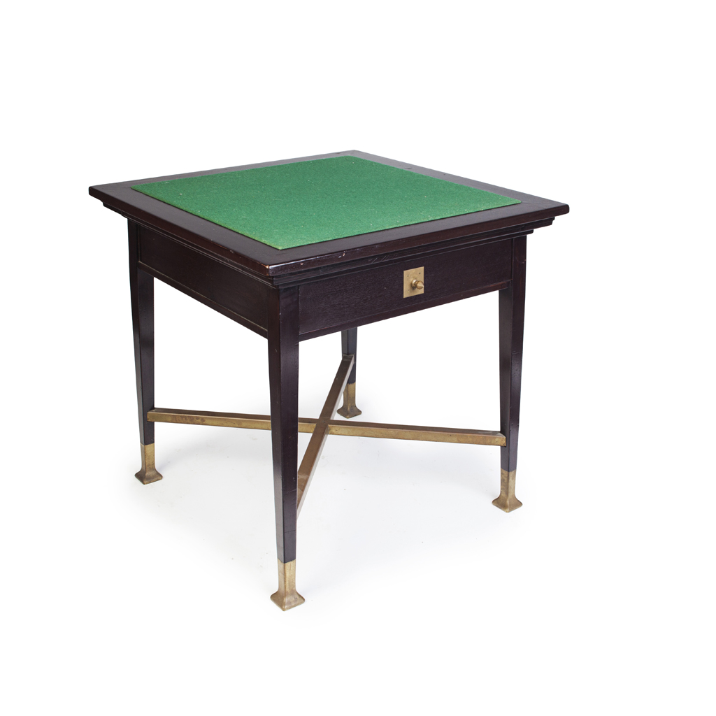 AUSTRIAN SECESSION, MAHOGANY AND BRASS CARD TABLE, CIRCA 1900
